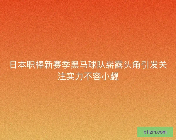 日本职棒新赛季黑马球队崭露头角引发关注实力不容小觑